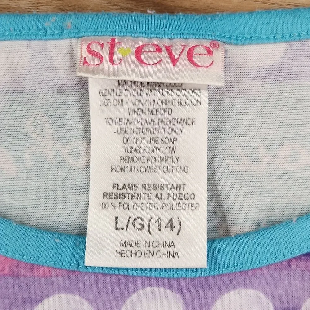 🧚‍♂️Steve Pink & Turquois Paris I Love You Eiffel Tower Nightgown Size 14